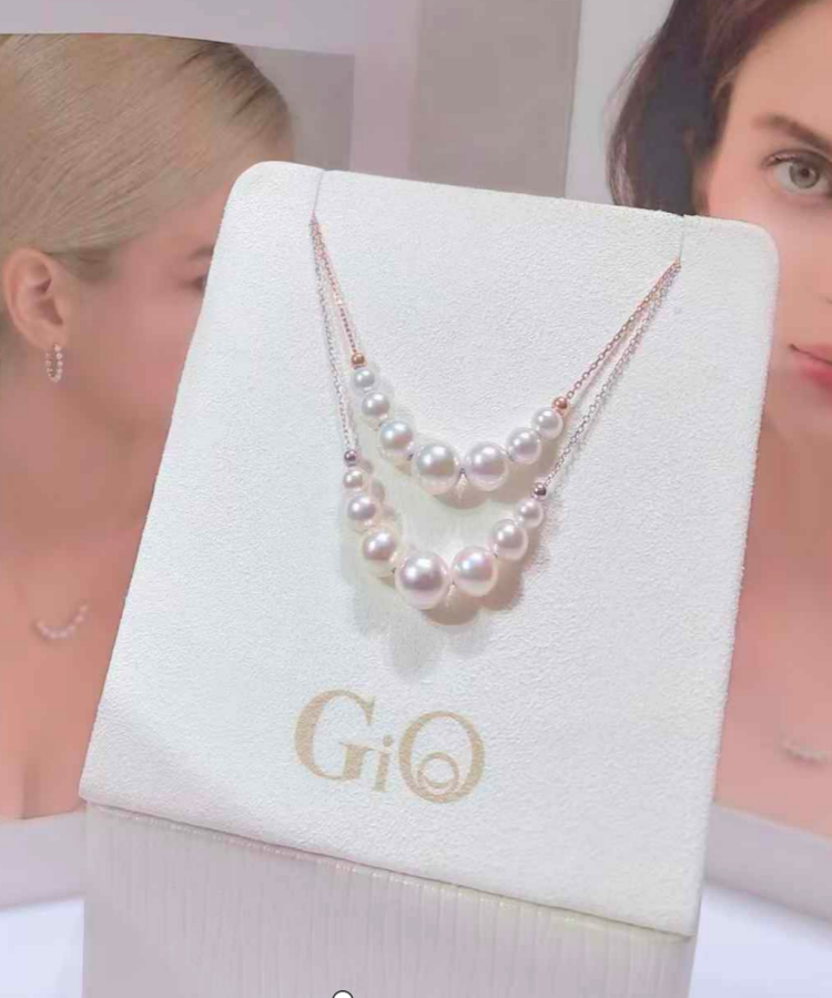 DA  Smile Arc Pearl Necklace, 4-9mm High Luster Freshwater Pearl Choker, Cute Pinkish Pearl "Bulb" Necklace, Elegant Collarbone Jewelry for Women