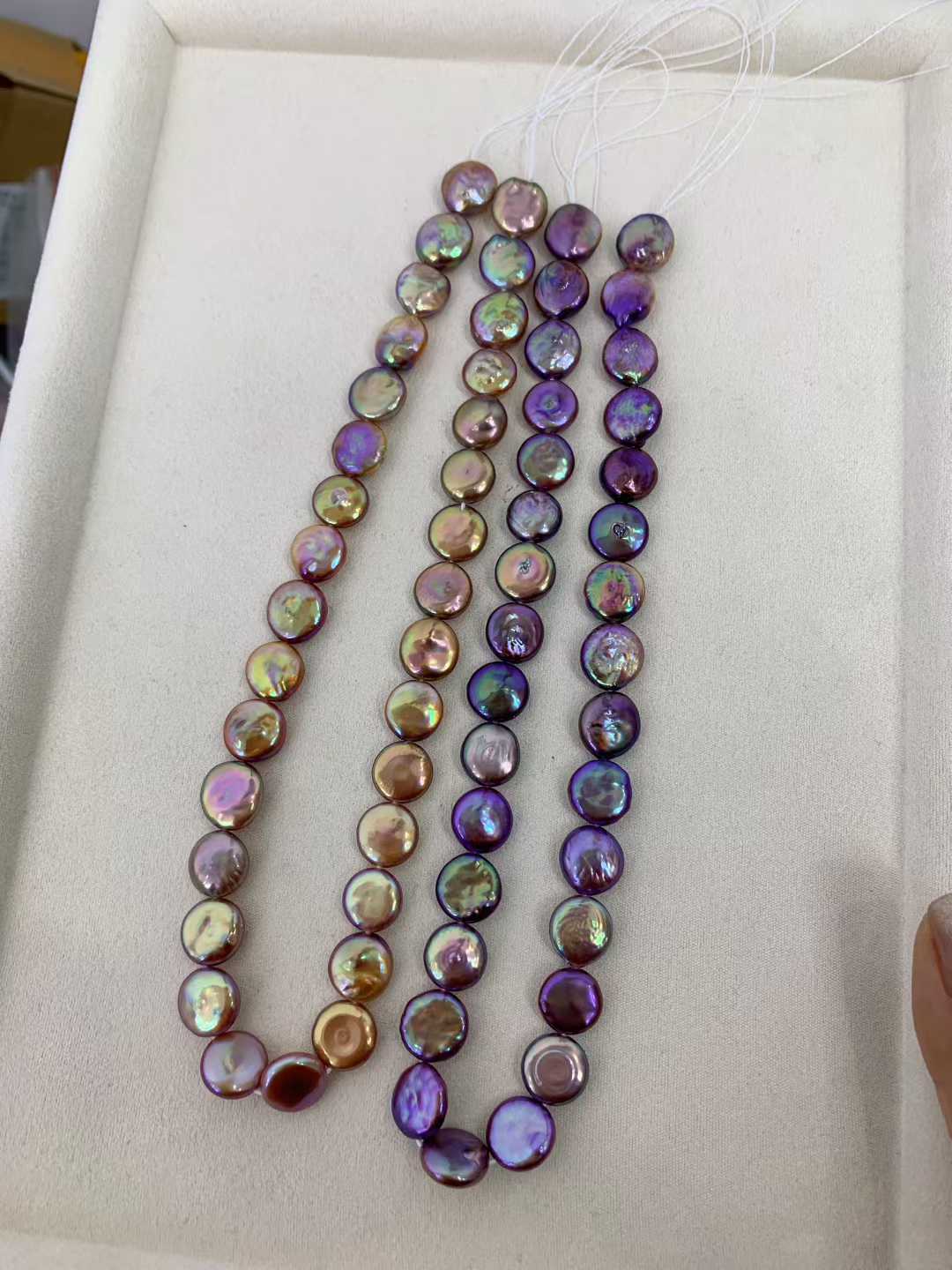 JIYU High Luster Iridescent Button Pearl Strand Necklace, Smooth Skin Freshwater Baroque Pearl Jewelry, Unique Statement Necklace for Women
