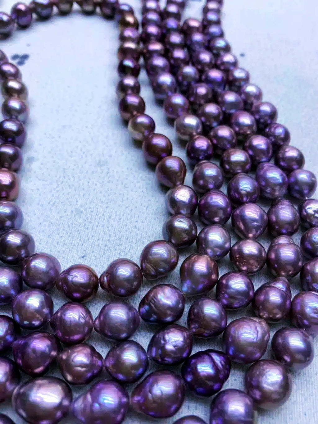 JIYU Dark Purple Baroque Pearl Strand Necklace, High Luster "Tahitian Look-Alike" Freshwater Pearl Jewelry, Unique Irregular Pearl Necklace