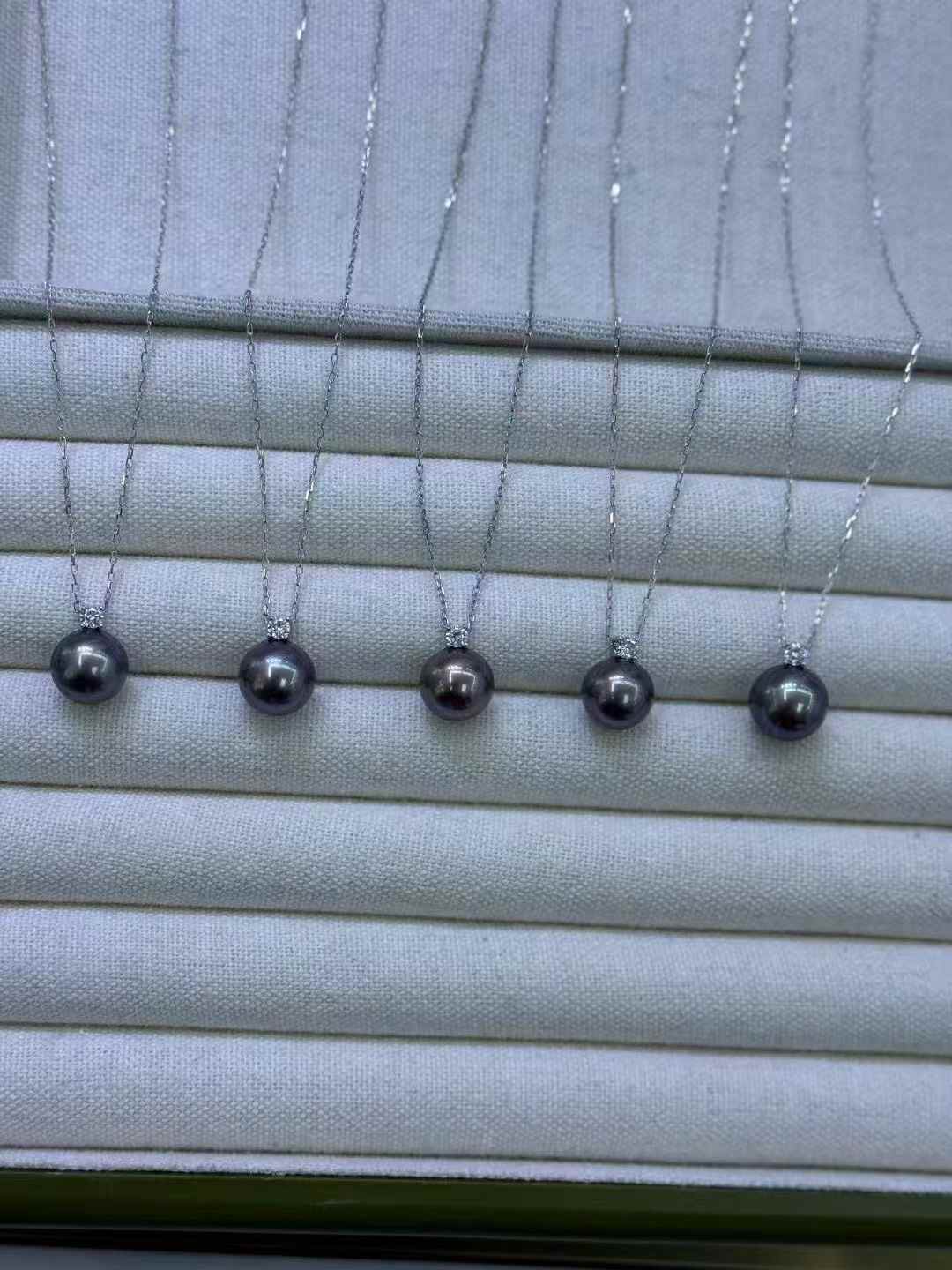 DA  10-11mm Edison Black Pearl Pendant Necklace, High Luster "Tahitian Look-Alike" Pearl, Round Near Flawless Freshwater Pearl, S925 Sterling Silver Jewelry for Women