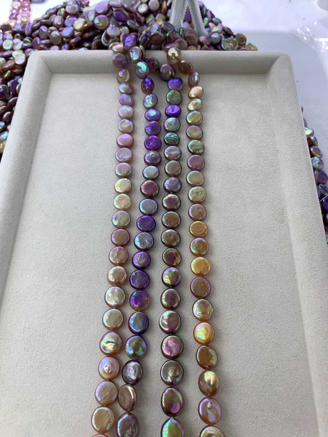 JIYU High Luster Iridescent Button Pearl Strand Necklace, Smooth Skin Freshwater Baroque Pearl Jewelry, Unique Statement Necklace for Women