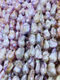 JIYU Large Iridescent Baroque Pearl Strand Necklace, Multi-Color Freshwater Pearl Statement Jewelry, High Luster Big Baroque Pearl Necklace