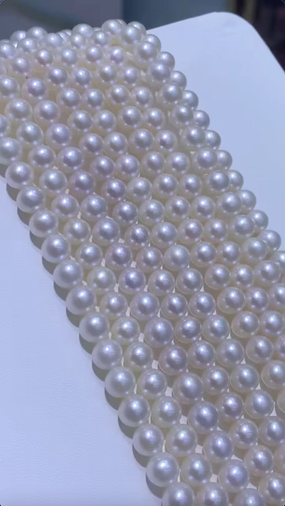 DA.  8-9mm High Luster Round Freshwater Pearl Strand Necklace, Near Flawless No-Knot Pearl Choker, Elegant White Pearl Jewelry for Women