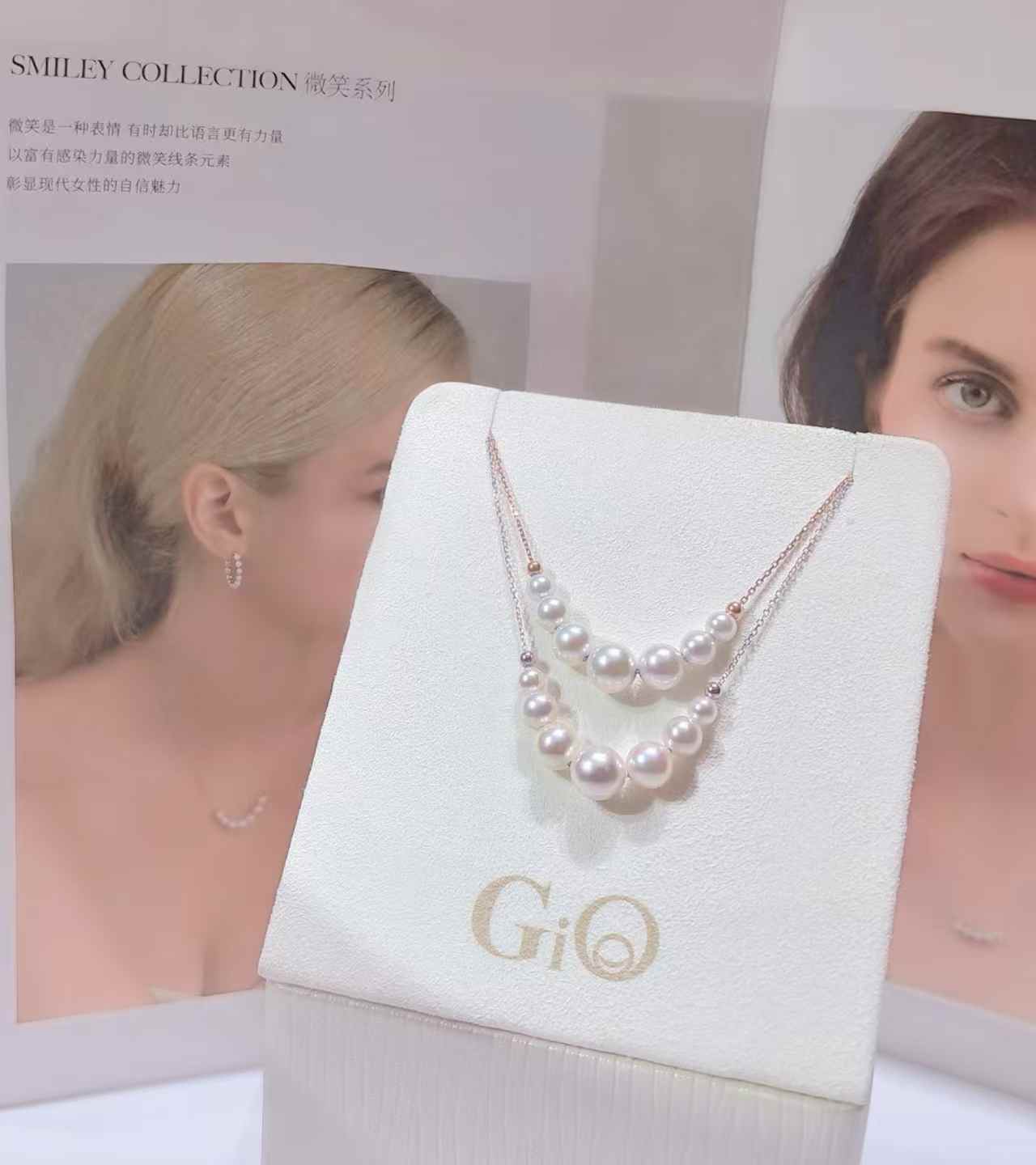 DA  Smile Arc Pearl Necklace, 4-9mm High Luster Freshwater Pearl Choker, Cute Pinkish Pearl "Bulb" Necklace, Elegant Collarbone Jewelry for Women