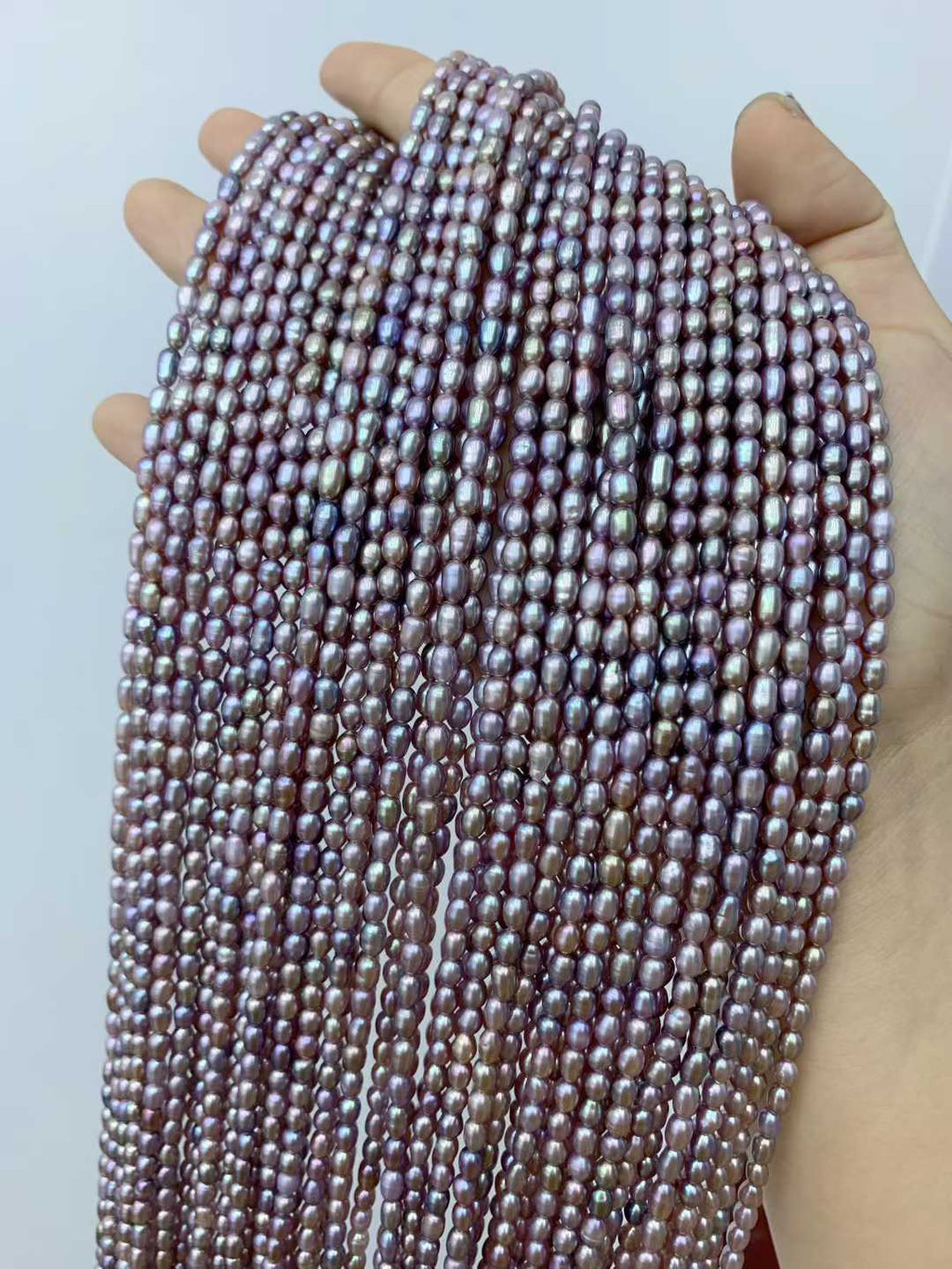 JIYU 4.5mm Seedless Keshi Rice Pearl Necklace, High Luster Iridescent Freshwater Pearl Strand, Dainty Baroque Pearl Jewelry for Women