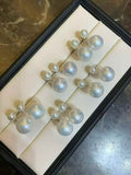 DA  11-12mm + 5-6mm Double Pearl Stud Earrings, K-Drama "Winter Love" Style, High Luster Freshwater Pearl Earrings, S925 Silver Jewelry