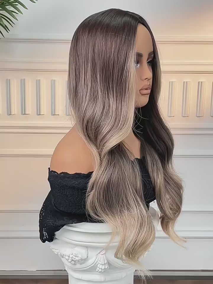 LANA-1  Long Wavy Synthetic Wig for Women, 24-26 Inch Middle Part, Heat Resistant High-Temperature Fiber, Natural Looking Wig