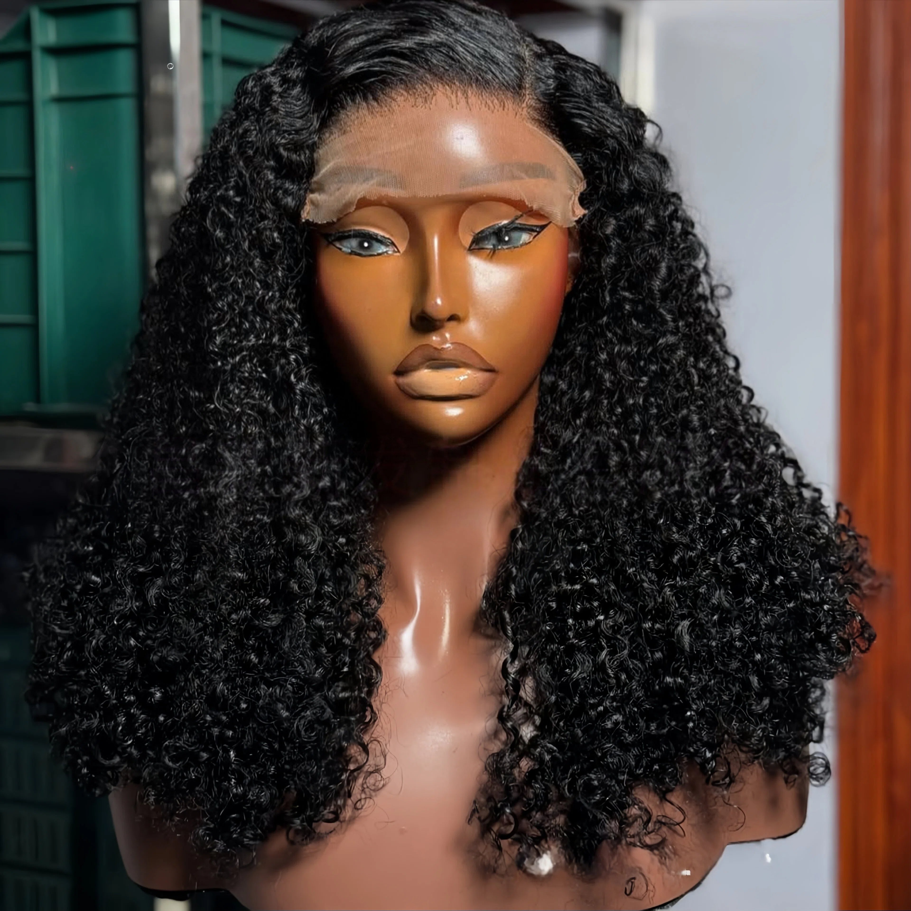 X3 Deep Curly Human Hair Lace Front Wig, 100% Unprocessed Virgin Hair, Pre-Plucked Natural Hairline, Glueless Curly Wig for Black Women