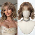LANA-2  Platinum Blonde Short Bob Wig with Bangs, Straight Synthetic Wig for Women, Heat Resistant, Natural Looking Daily Party Wig